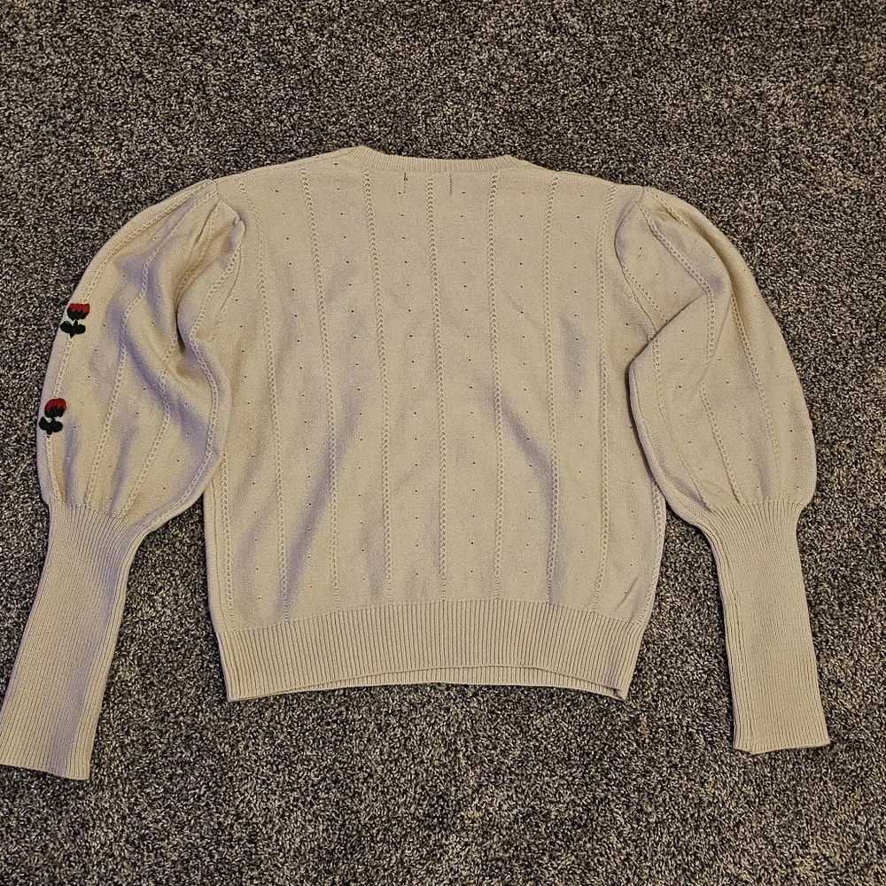 Cider Floral Pattern Embroidered Knit Long Sleeve SZ L - Picture 14 of 14